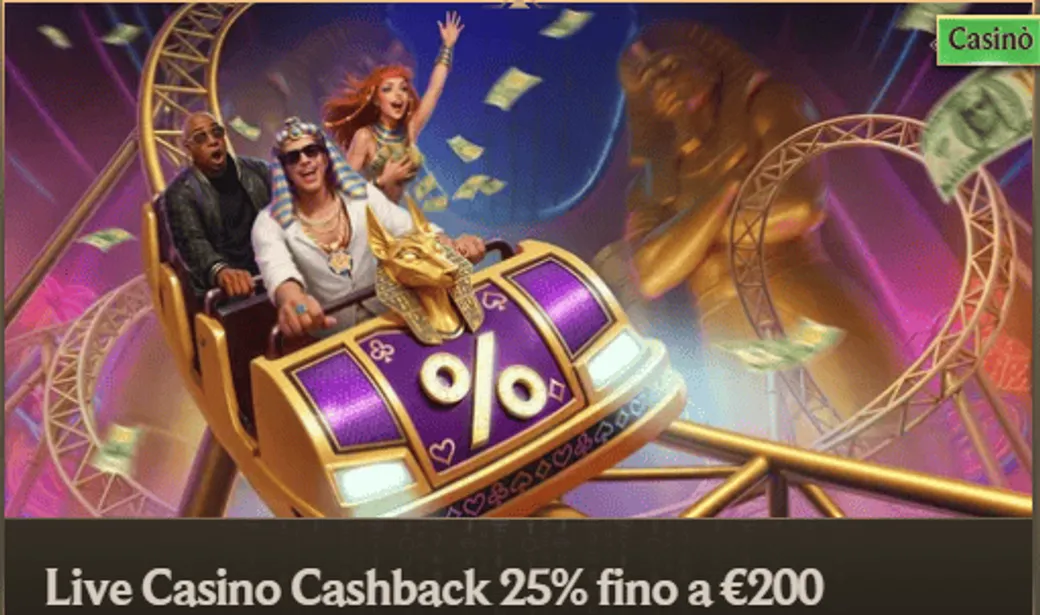 Cashback live casino 25 200